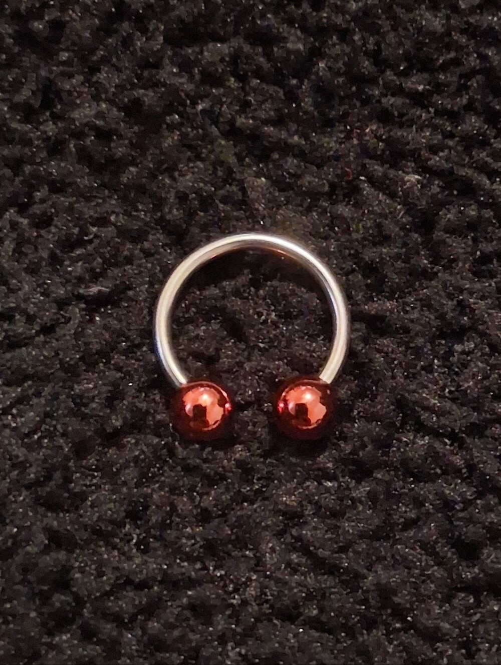 Silver & Red Horseshoe Septum Jewellry